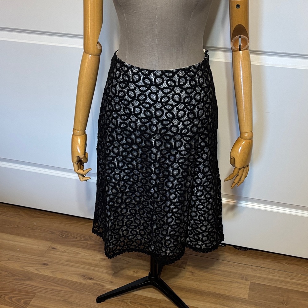 Jessica Black Lace A-Line Skirt with Gray Lining